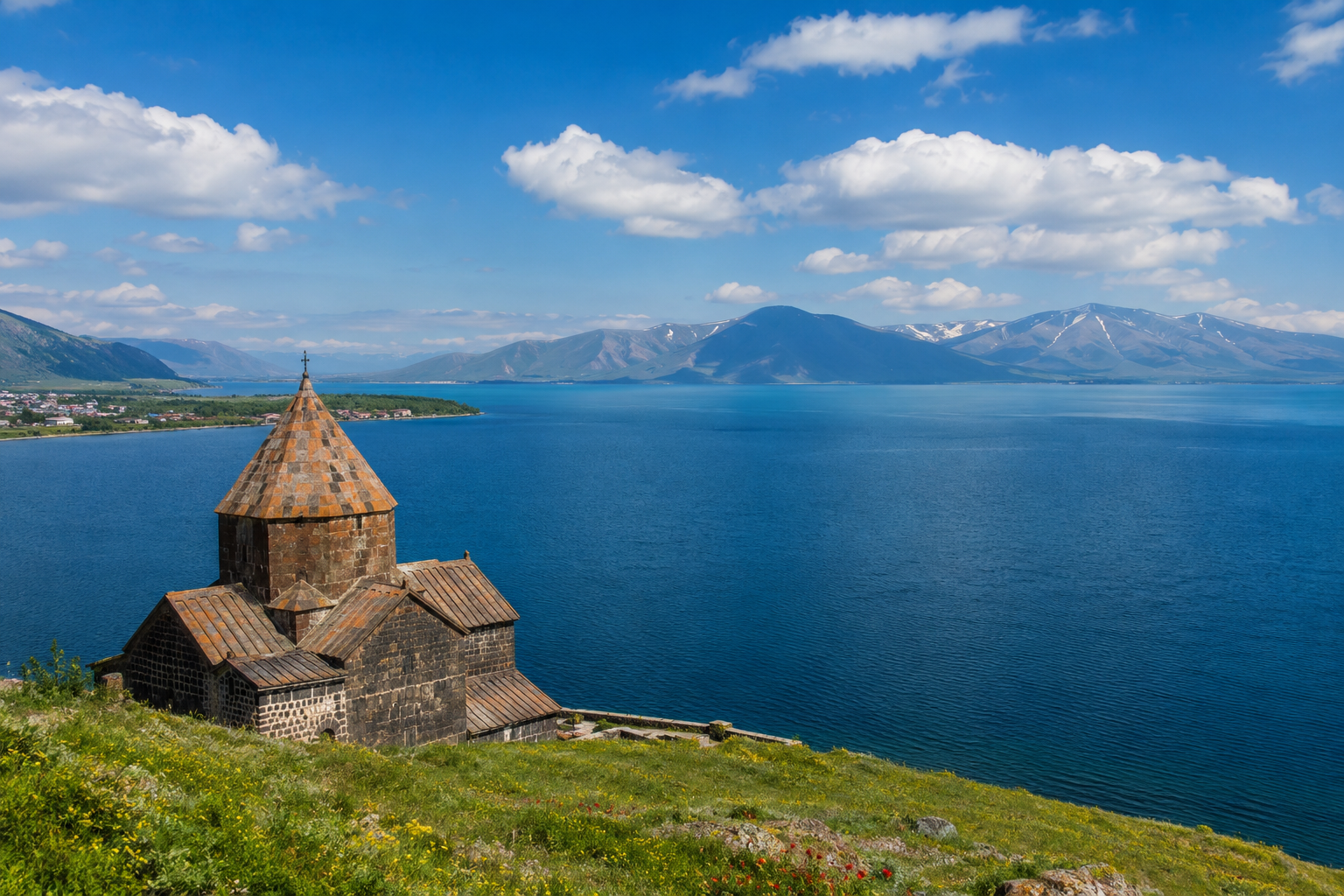 Lake Sevan — open water and mountain horizon